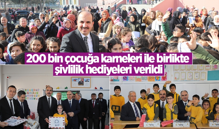 200 bin çocuğa karneleri ile birlikte şivlilik hediyeleri verildi